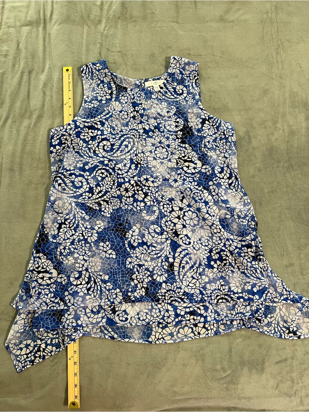 Fever Blue and White Patterned Sleeveless Women’s Top
